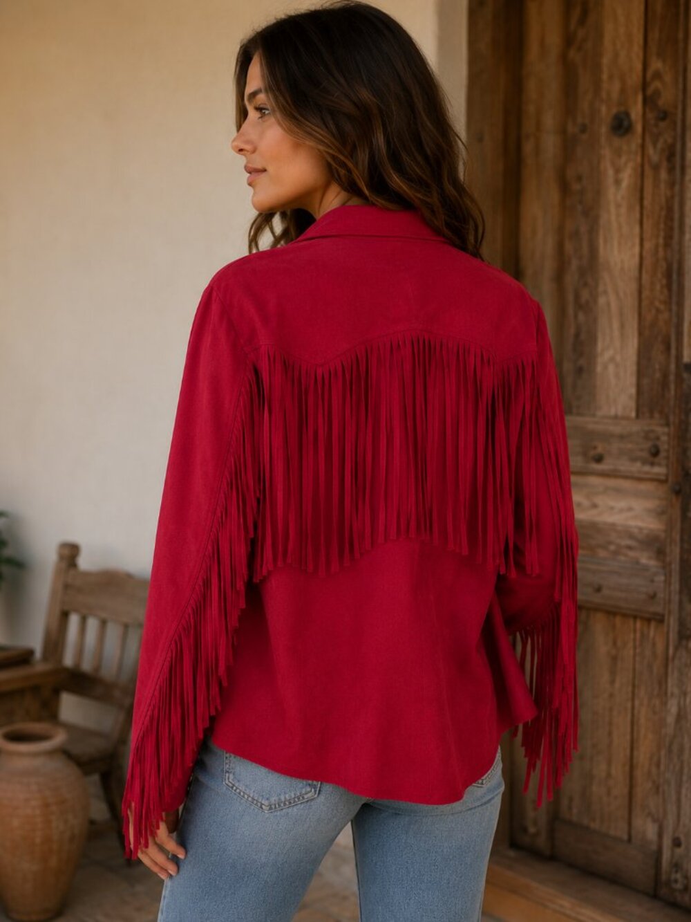 Jodifl Los Angeles Red Fringe Jacket-NWT